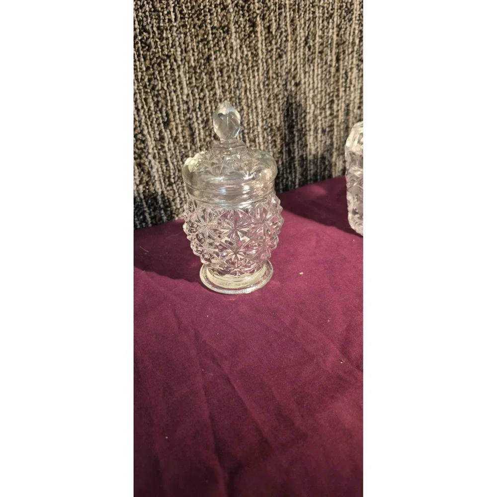 Vintage Avon Crystal Facets Roses Roses Cologne Jar + Glass Decanter Vanity Set